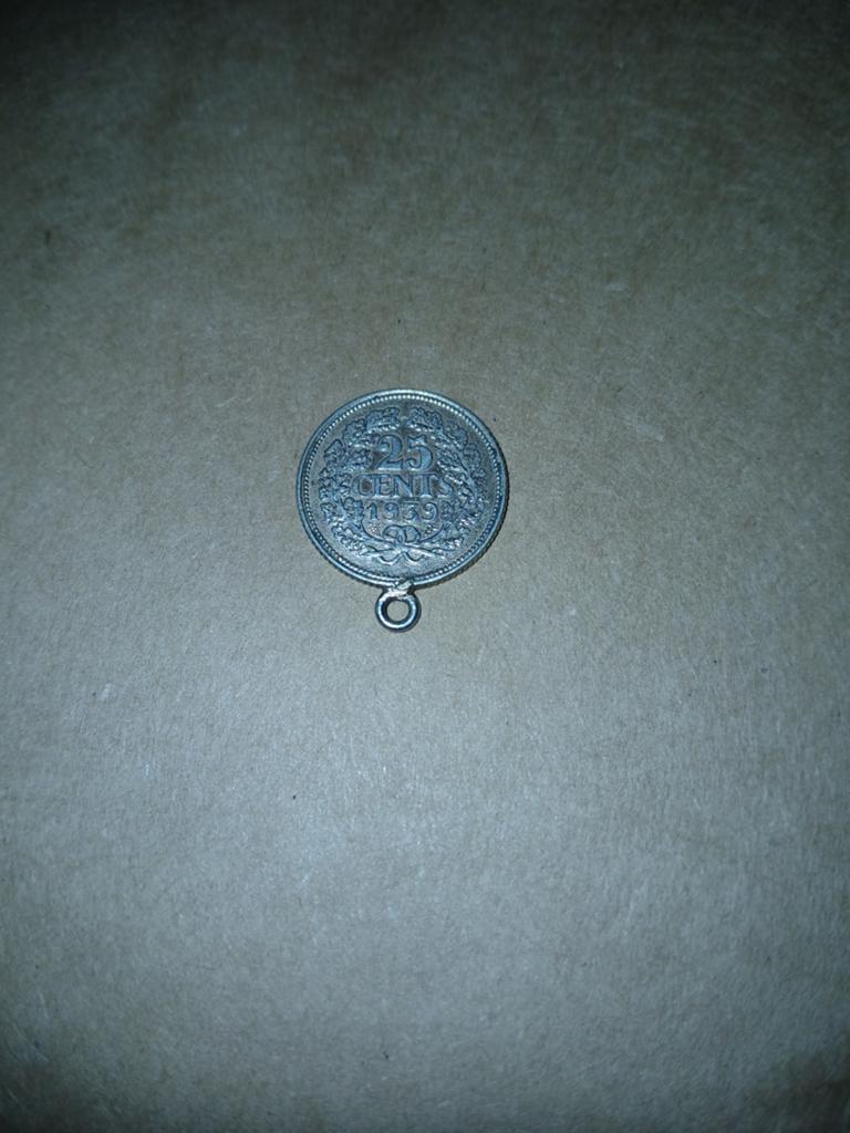 Hanger, Ophalen of Verzenden, Koningin Wilhelmina, 25 cent, Zilver