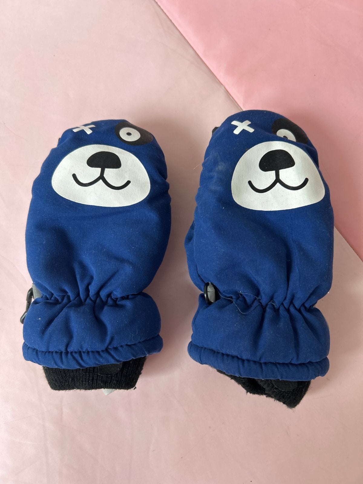 Leuke blauwe kinderwanten met berenprint, Kinderen en Baby's, Kinderkleding | Mutsen, Sjaals en Handschoenen, Ophalen, Gebruikt