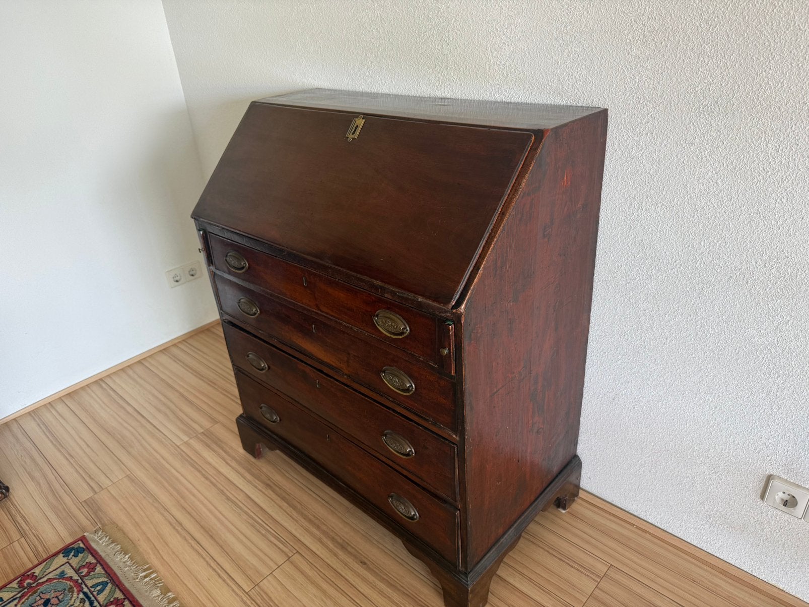 Antieke mahonie secretaire schrijfkast met klep ca. 19e eeuw, Antiek en Kunst, Antiek | Meubels | Kasten, Ophalen