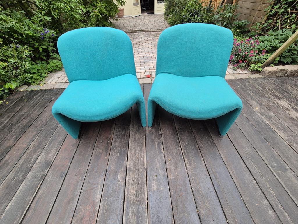 Set Artifort Alky fauteuils - groen - Piretti, Huis en Inrichting, Fauteuils, Ophalen, 75 tot 100 cm, Zo goed als nieuw, Stof