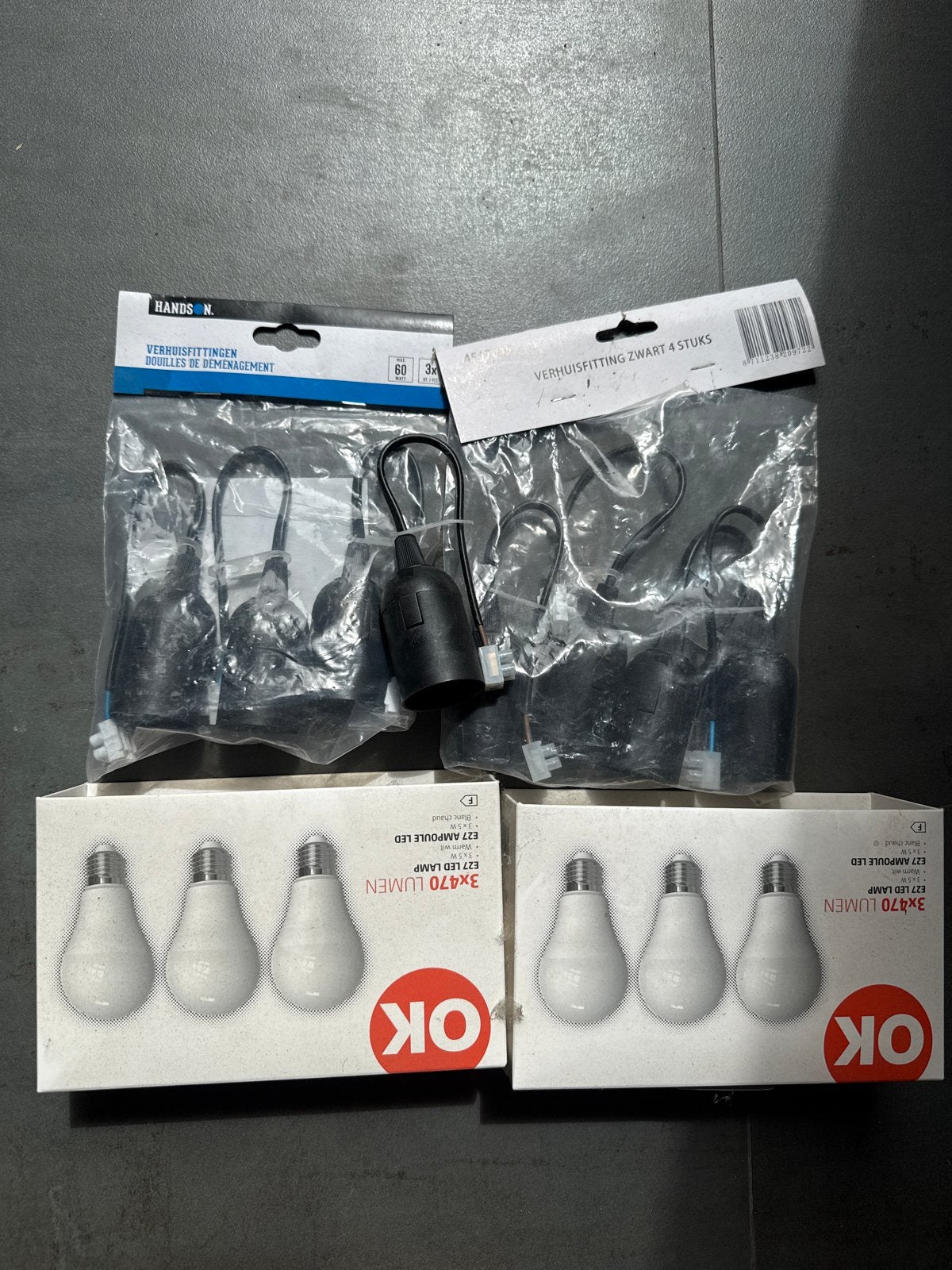 Verhuisfittingen met LED lampen E27 - 2x3 stuks, Overige merken, Kunststof, Zwart, Nieuw