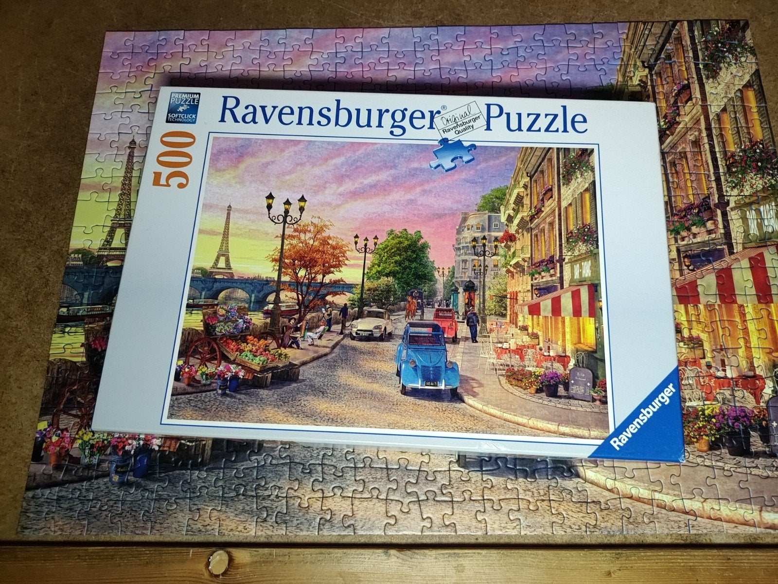 Ravensburger puzzel 500 stukjes A Paris evening, Ophalen of Verzenden, 500 t/m 1500 stukjes, Zo goed als nieuw, Legpuzzel