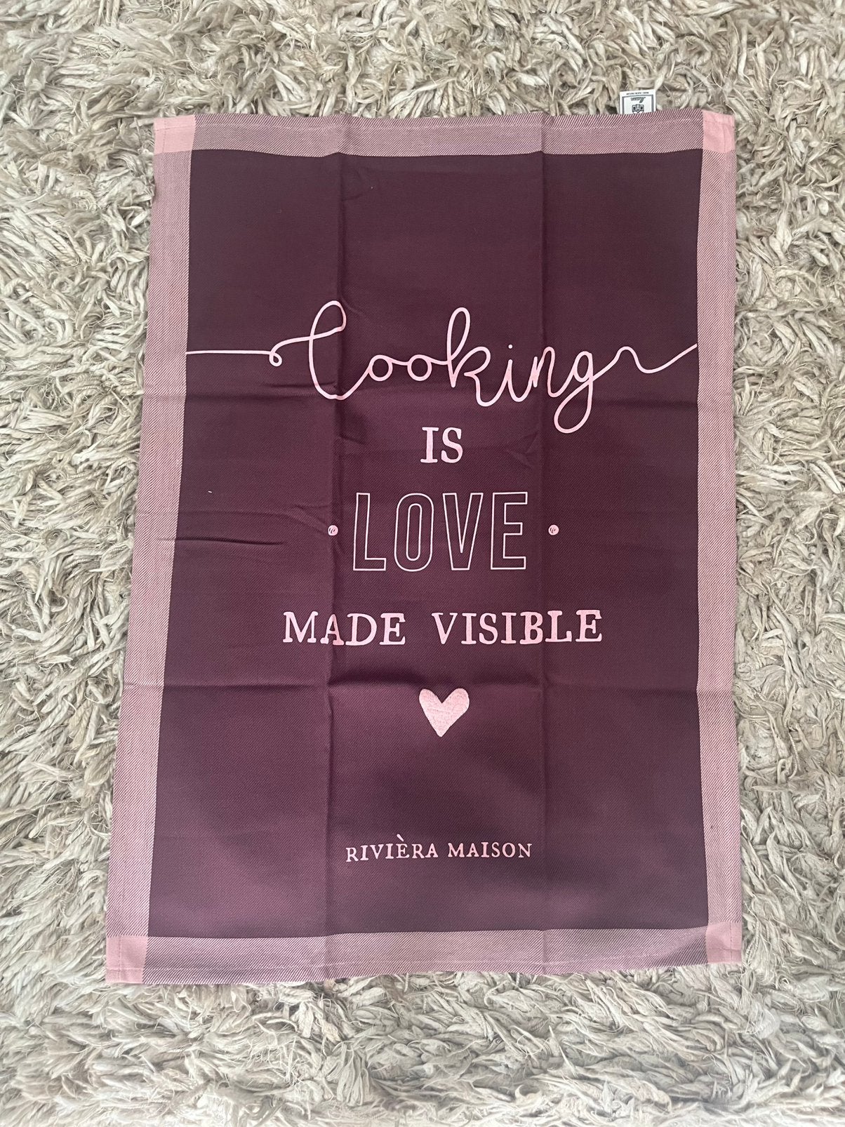 Te koop: Rivièra Maison theedoek, Cooking is love, Huis en Inrichting, Overige kleuren, Nieuw, Riviera Maison, Theedoek of Handdoek
