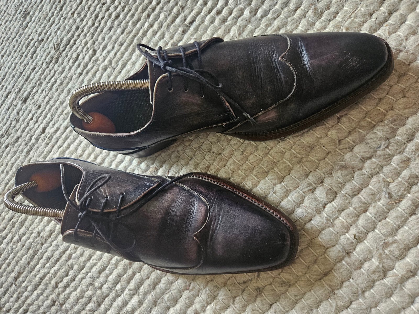 Floris van Bommel nette schoenen, antique-look, maat 42, Kleding | Heren, Bruin, Floris van Bommel, Ophalen of Verzenden, Gedragen