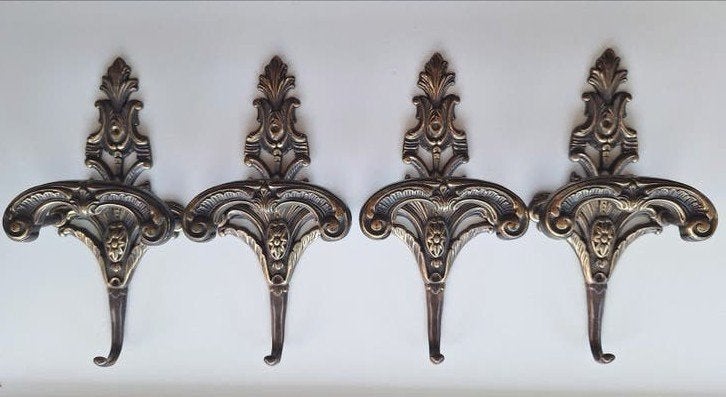 Set van 4 messing wandhaken, Gebruikt, Wandhaken, Ophalen of Verzenden, Minder dan 100 cm