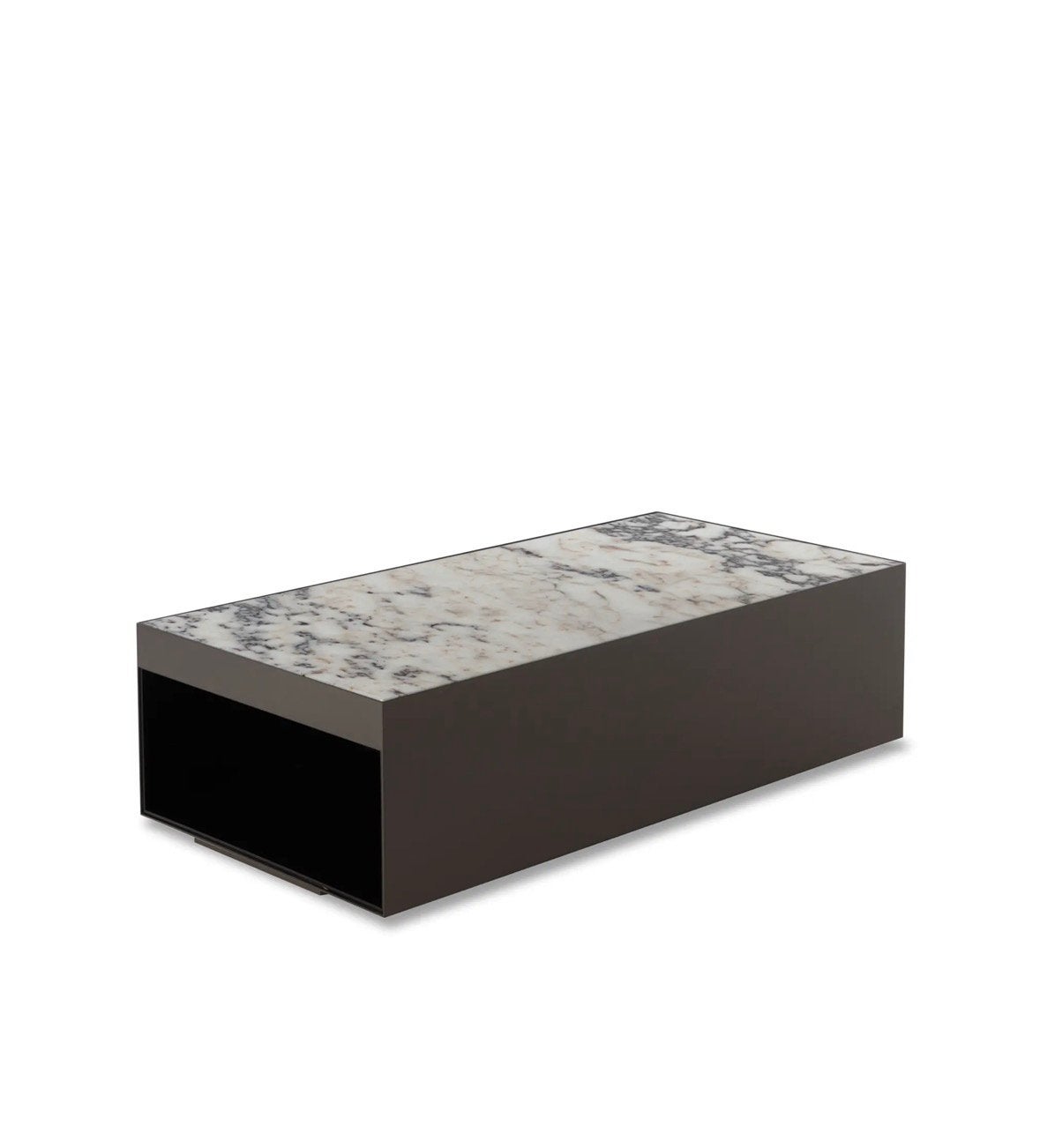 Minotti Elliott coffeetable staal , marmer, hout NP 6.000,-, Huis en Inrichting, Minder dan 45 cm, Info@micheldethouars.nl, Metaal of Aluminium