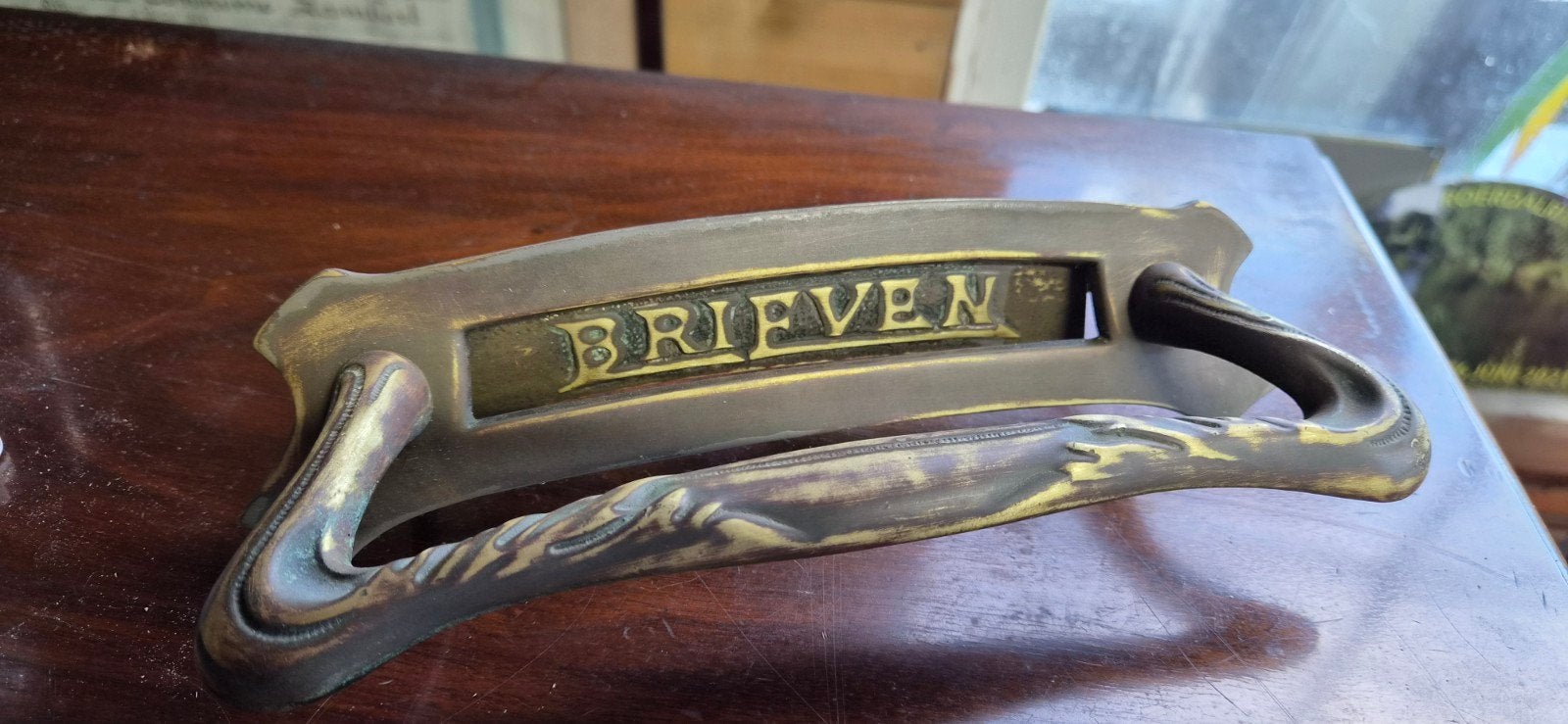 Antieke Art Nouveau/Jugendstil Brievenbus van Brons, Ophalen of Verzenden