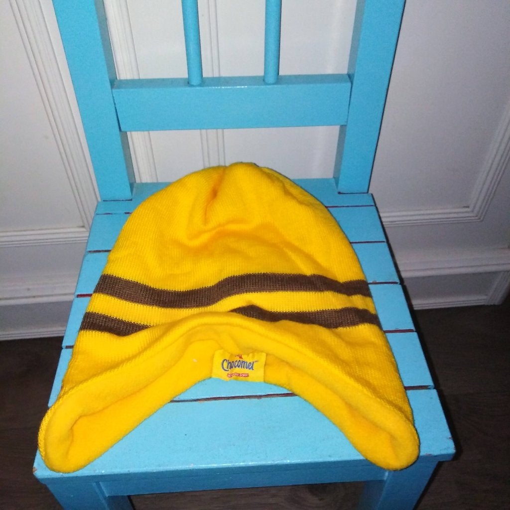Chocomel muts geel met bruine streep, Kleding | Heren, Ophalen, Gedragen, Overige maten, Muts