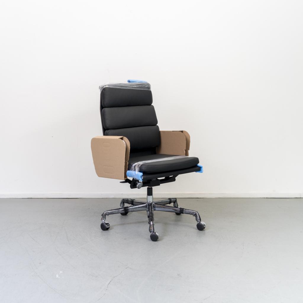3x Vitra Eames EA 219 Bureaustoel Softpad Zwart - Chroom
