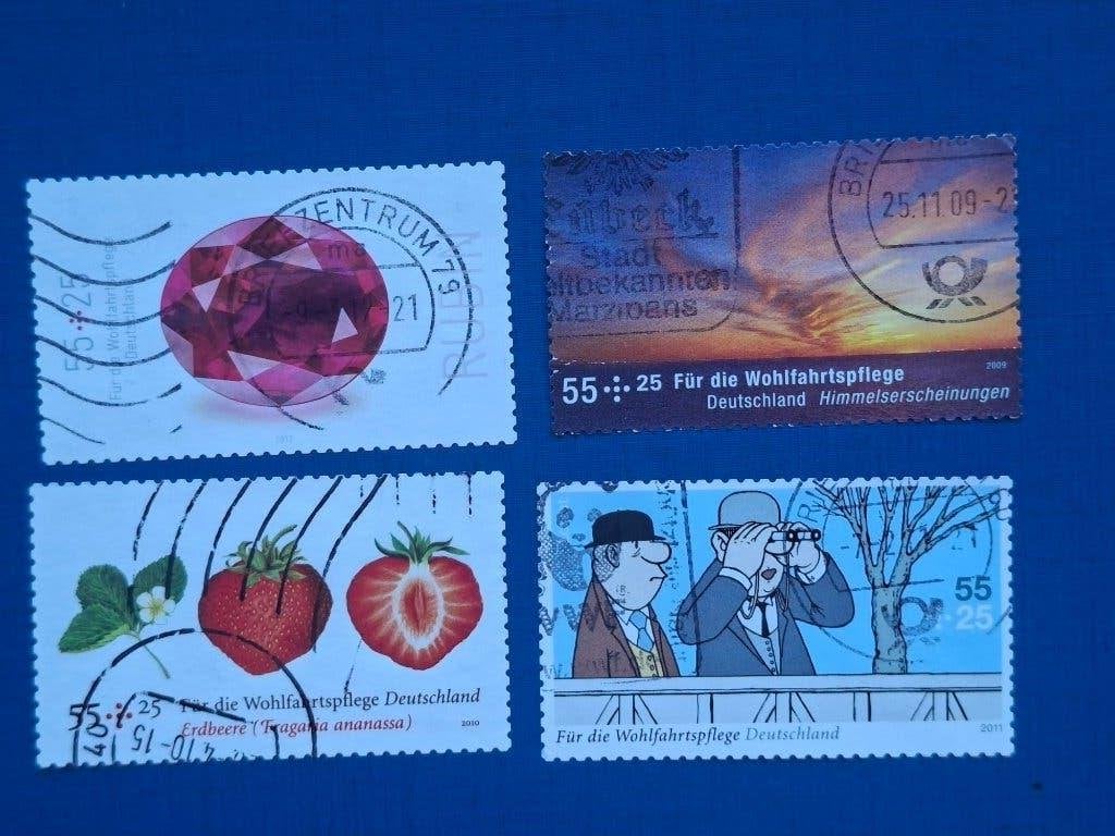 Postzegel Dui 2007 ev 4 losse toeslag zegels 01-07, Ophalen of Verzenden, 1990 tot heden, Gestempeld