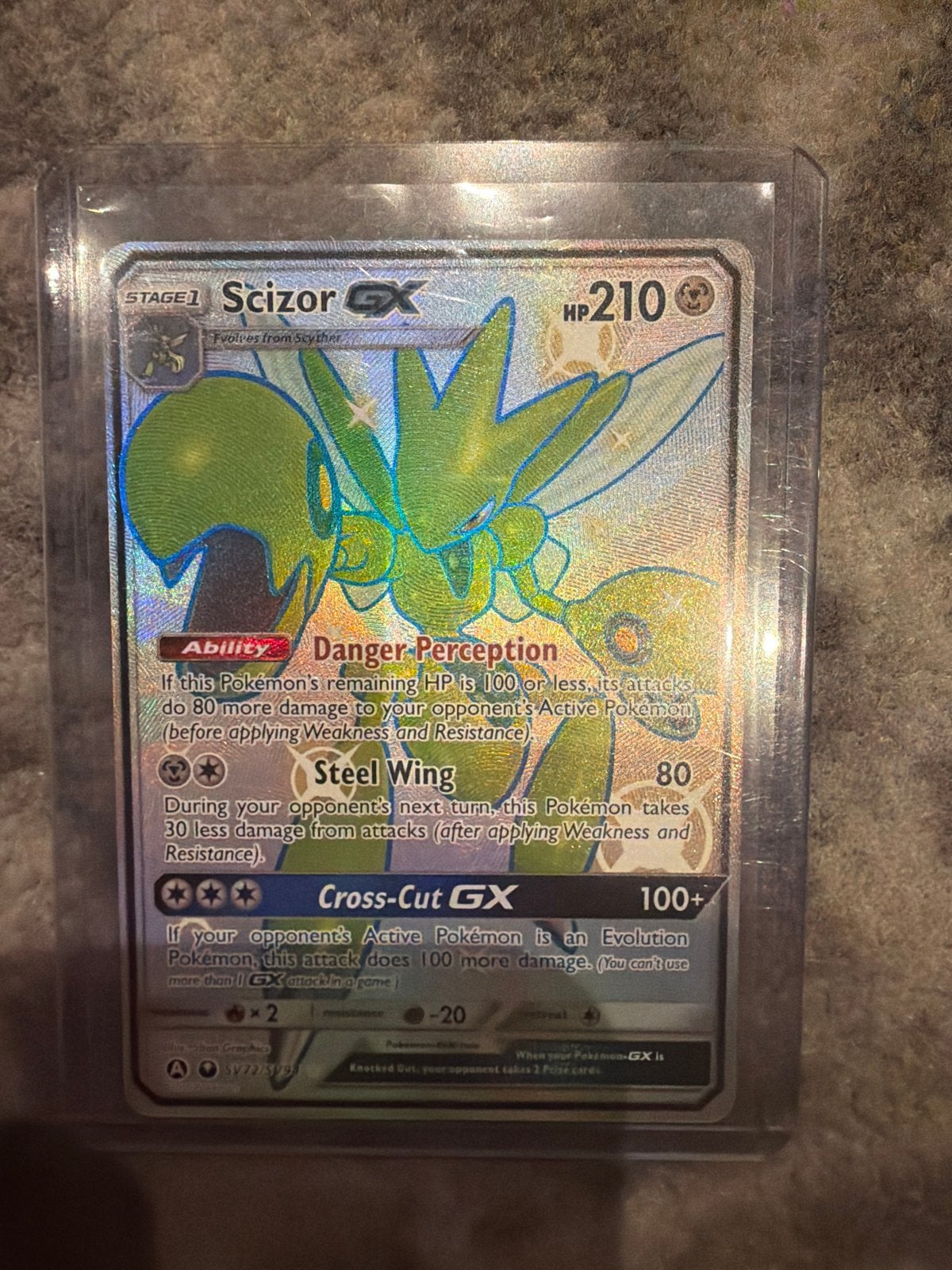 Scizor GX SV72/SV94 Hidden Fates Shiny Vault Pokémon Kaart, Ophalen of Verzenden, Zo goed als nieuw, Losse kaart, Foil
