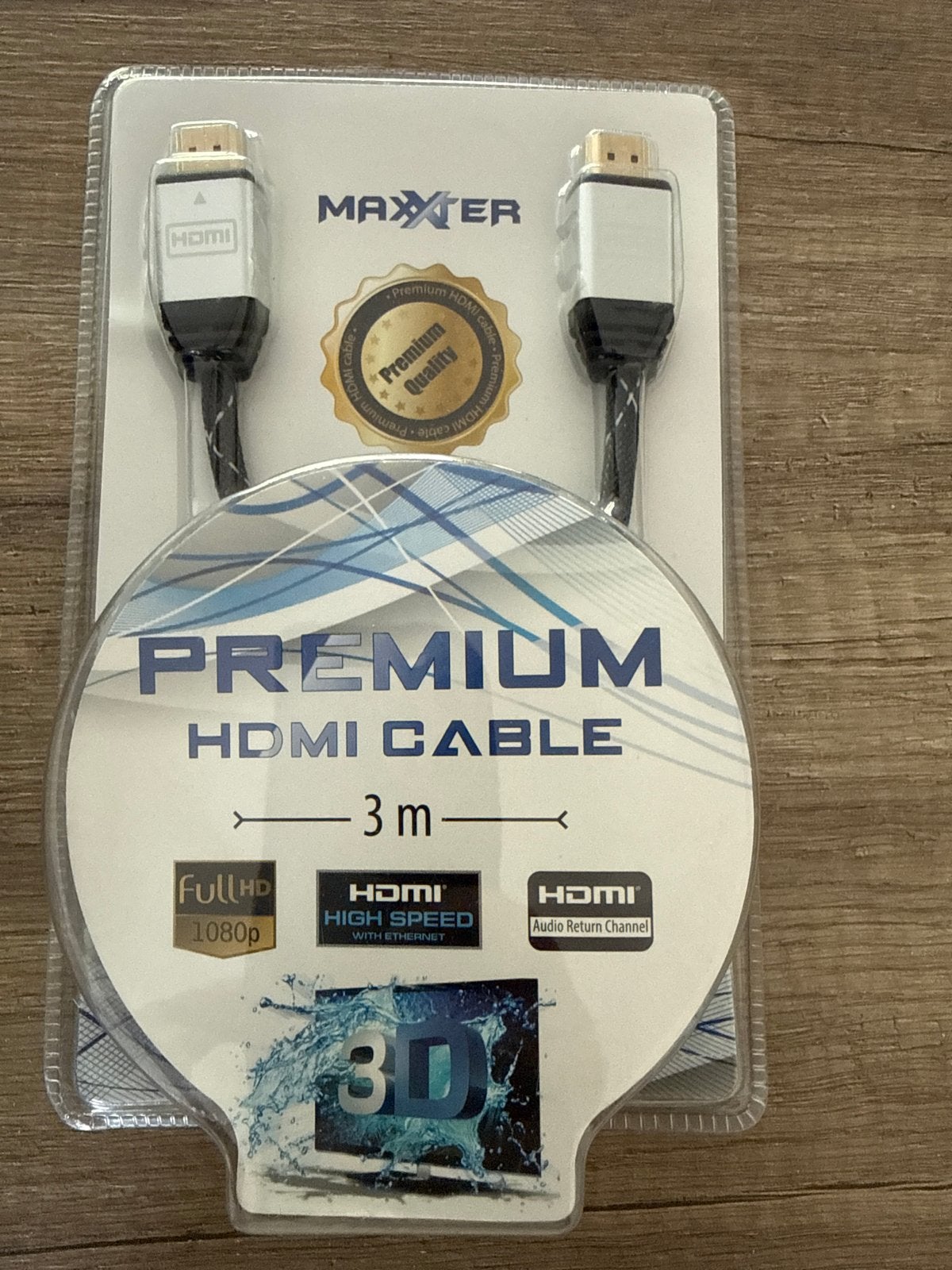Maxxter Premium HDMI Kabel - 3 meter, Full HD, 3D, ARC, Audio, Tv en Foto, Ophalen of Verzenden, Nieuw, 2 tot 5 meter, HDMI-kabel