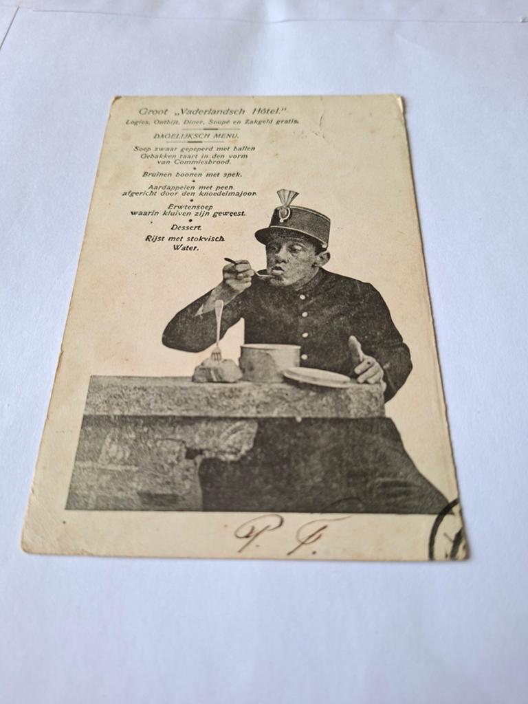 Oude menukaart "Groot Vaderlandsch Hôtel" - WOI, Ophalen of Verzenden, Voor 1920, Gelopen, Zuid-Holland