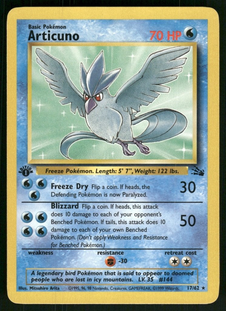 Articuno 17/62 - Fossil (1st edition) (NM), Hobby en Vrije tijd, Verzamelkaartspellen | Pokémon, Verzenden, Gebruikt