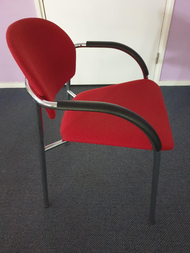 izgst stoelen vergader eetkamer bureau chroom rood 80 er jr, Huis en Inrichting, Stoelen, Gebruikt, Ophalen of Verzenden, Stof