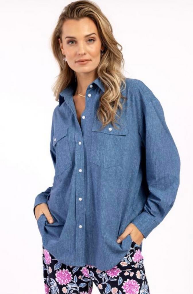 Studio Anneloes jeans blouse Denisa maat M zgan., Maat 38/40 (M), Studio Anneloes, Blauw, Ophalen of Verzenden