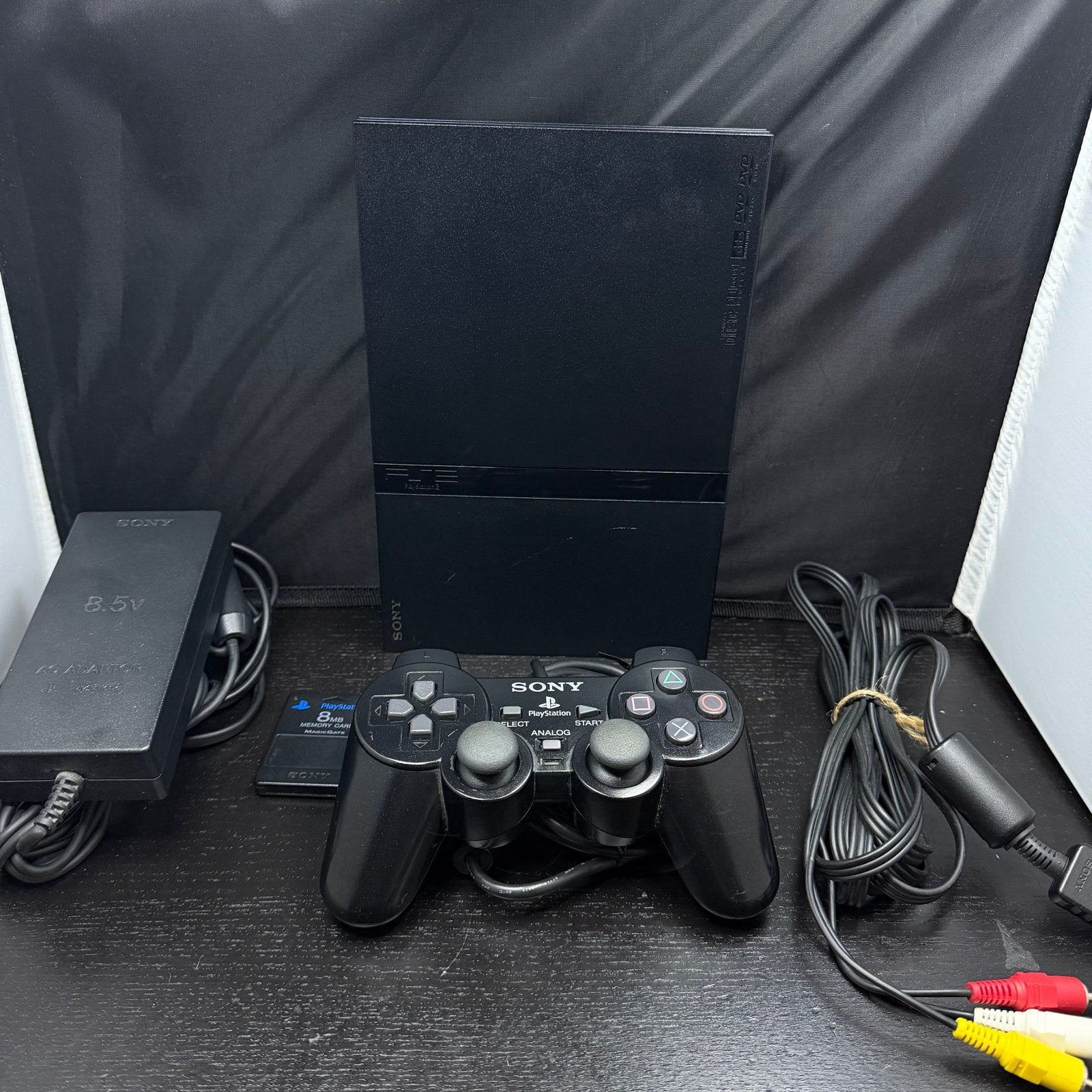 Sony PlayStation 2 Slim SCPH-75004 + controller en accessoir, Zwart, Ophalen of Verzenden, D, S