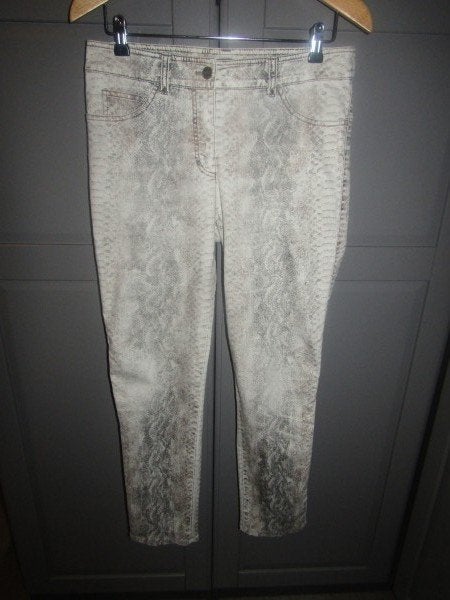 G658 Gerry Weber mt 38 jeans ecru grijs bruin animal jogg, Maat 38/40 (M), Verzenden, Zo goed als nieuw, Gerry weber