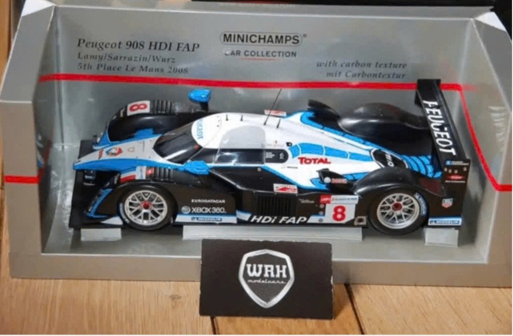 1:18 PEUGEOT 908 LEMANS #8 WURZ Minichamps in doos WRH, Verzenden, Zo goed als nieuw, Auto, MiniChamps
