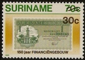 Rep-Suriname 506 zegel financiën gebouw., Verzenden, Postfris