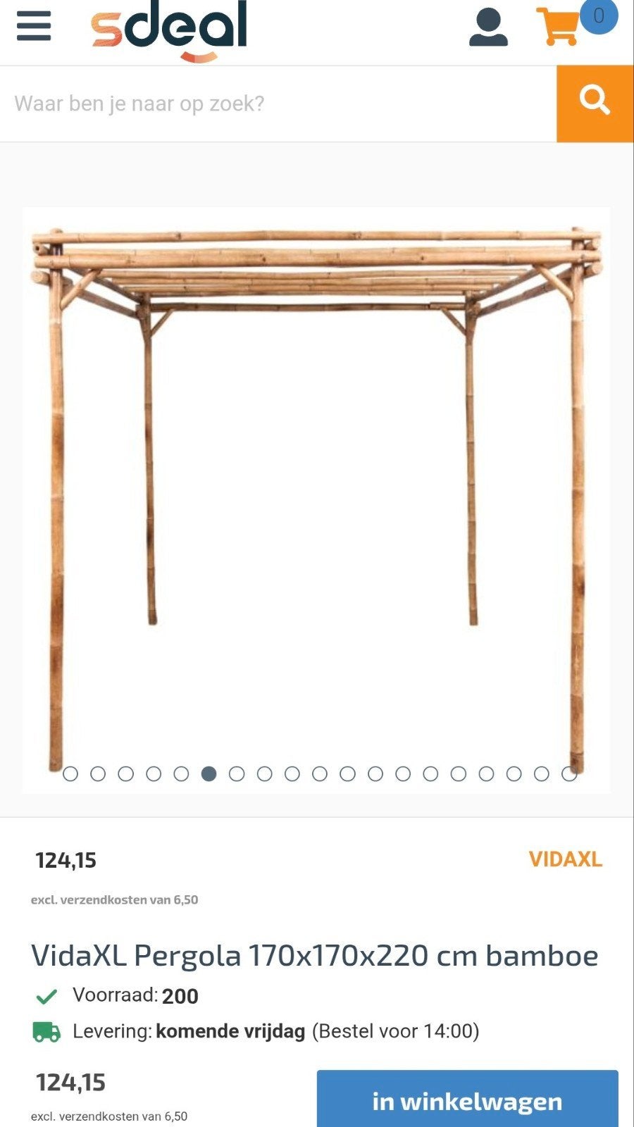 Bamboe pergola 170x170x220 cm VERKOCHT, Ophalen, Gebruikt, Tuinpaviljoen