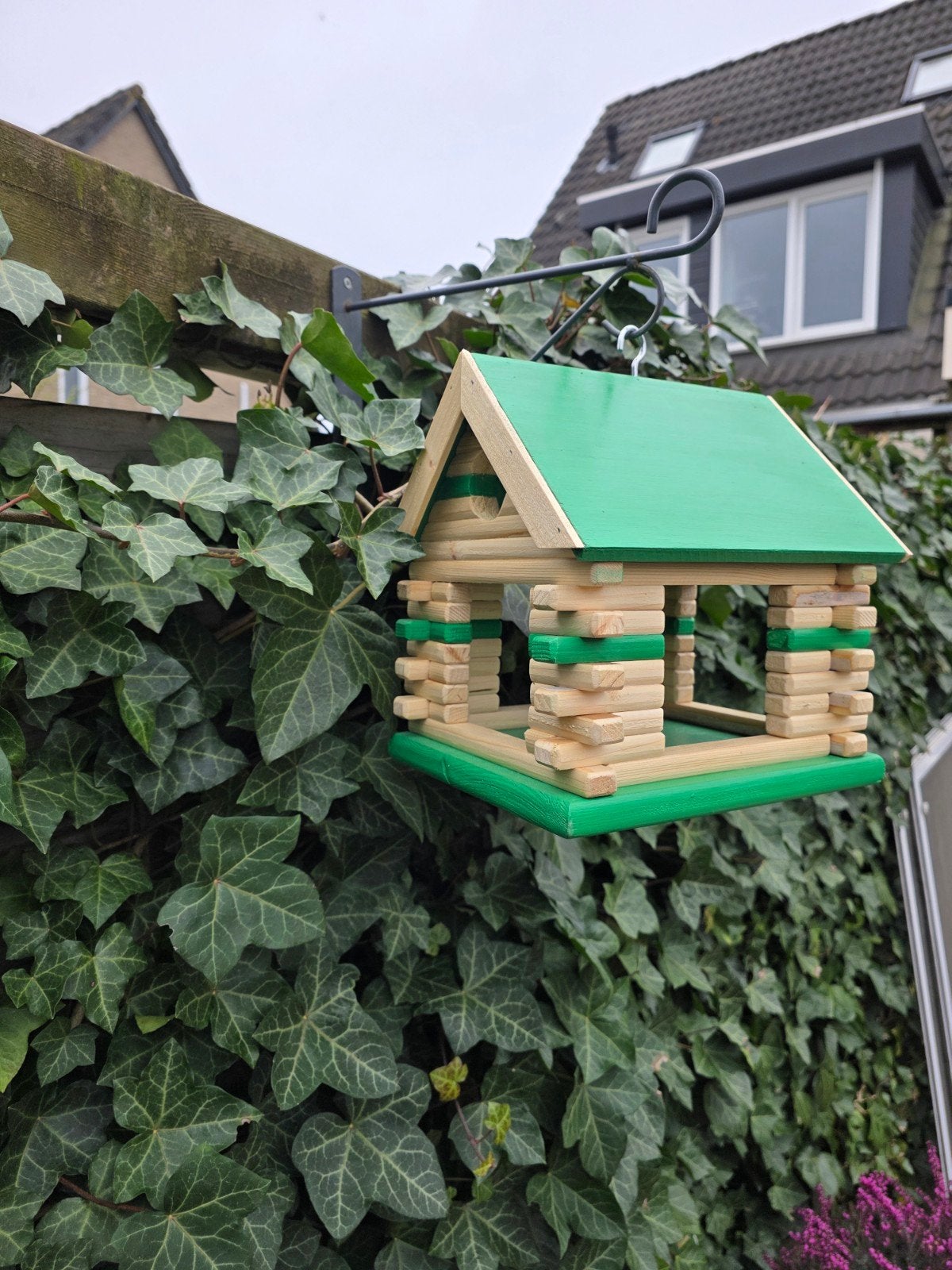 Houten Vogelhuisje - Groen Dak - 20x23 cm, Ophalen, Nieuw