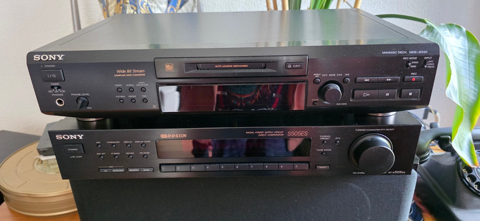 Sony ES  S505ES tuner en Sony MDS JE520 minidisc, Ophalen, Zo goed als nieuw, Sony