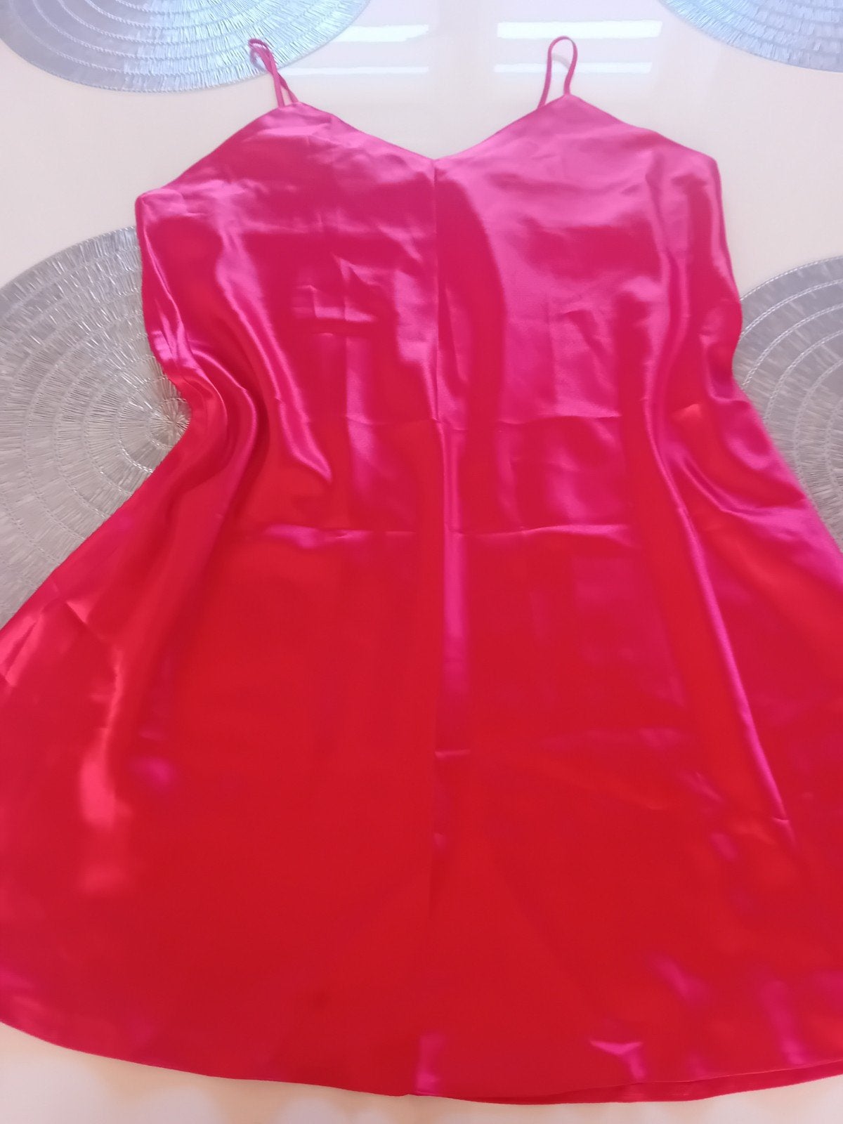 Roze satijnen nachtjapon/jurk M/L, Maat 38/40 (M), Ophalen of Verzenden, Roze, Boven de knie
