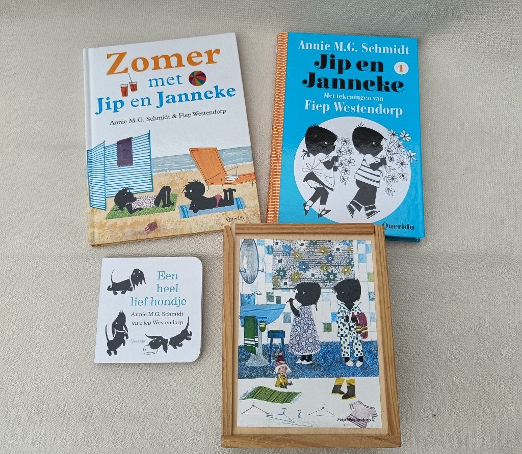 Jip en janneke pakket -- boekjes en blokkendoos, Ophalen of Verzenden, Zo goed als nieuw, Fictie algemeen