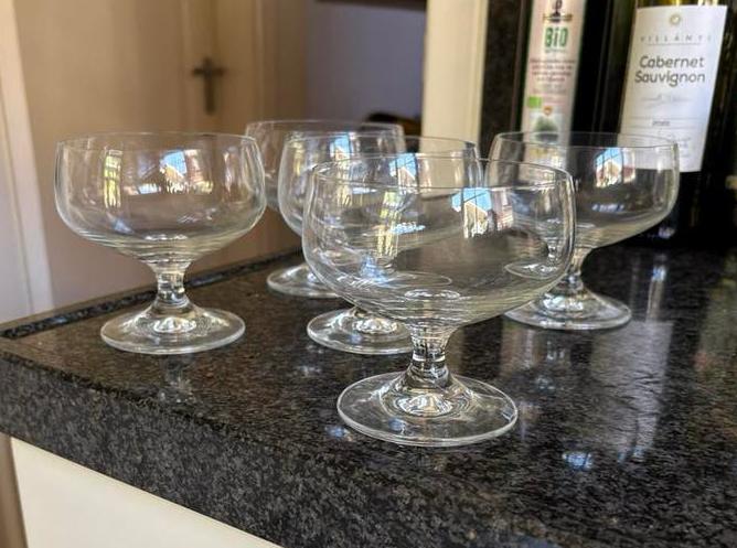 Set van 5 dessertglazen, Huis en Inrichting, Keuken | Servies, Ophalen, Gebruikt, Glas, Glas of Glazen