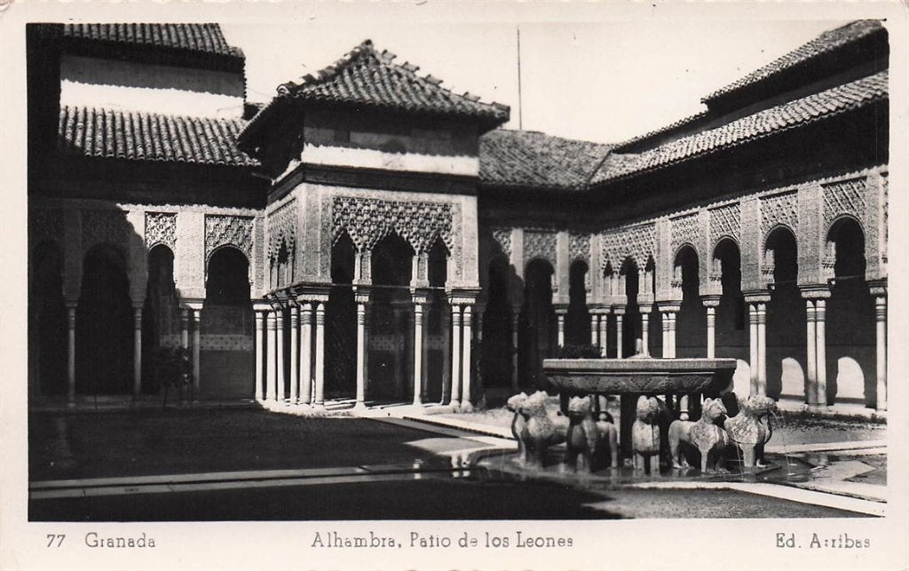 703-261-031 Granada Alhambra Patio De Los Leones, Verzenden, Voor 1920, Spanje