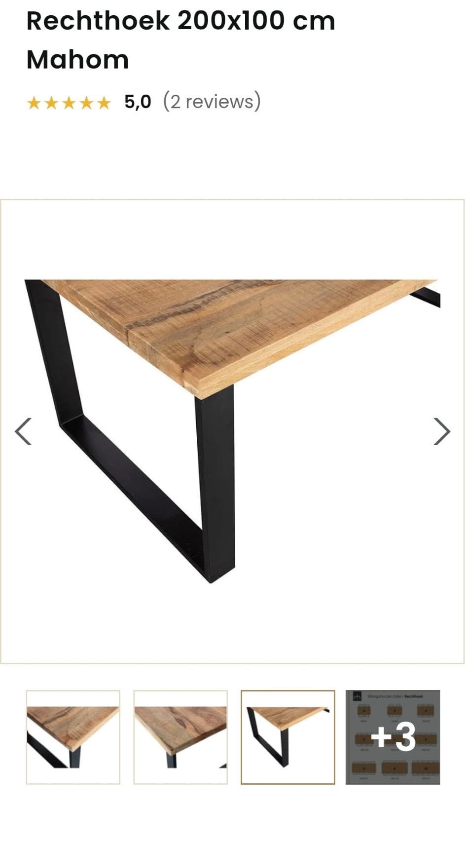 Eettafel van mangohout, Ophalen, Gebruikt, 100 tot 150 cm, 200 cm of meer