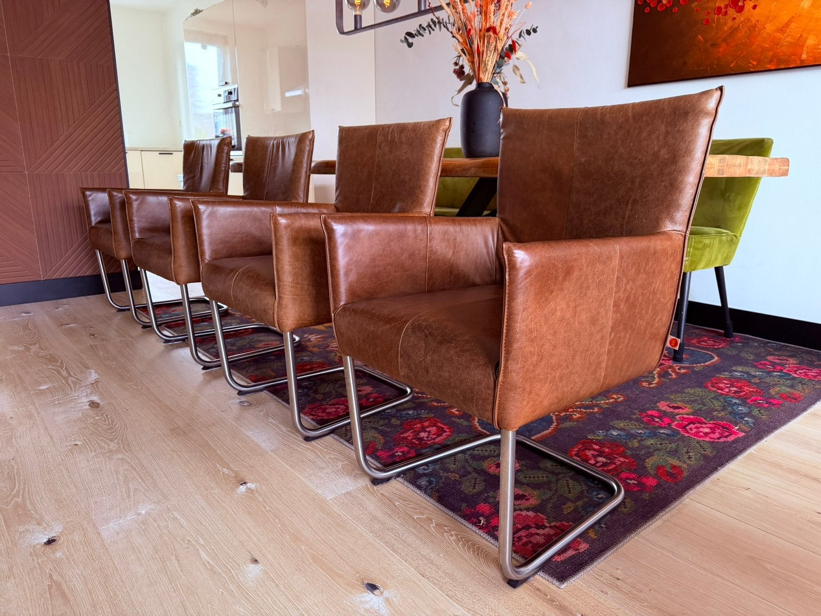 4 Jess Design leren eetkamerstoelen, Ophalen, Bruin, Jess design, Leer