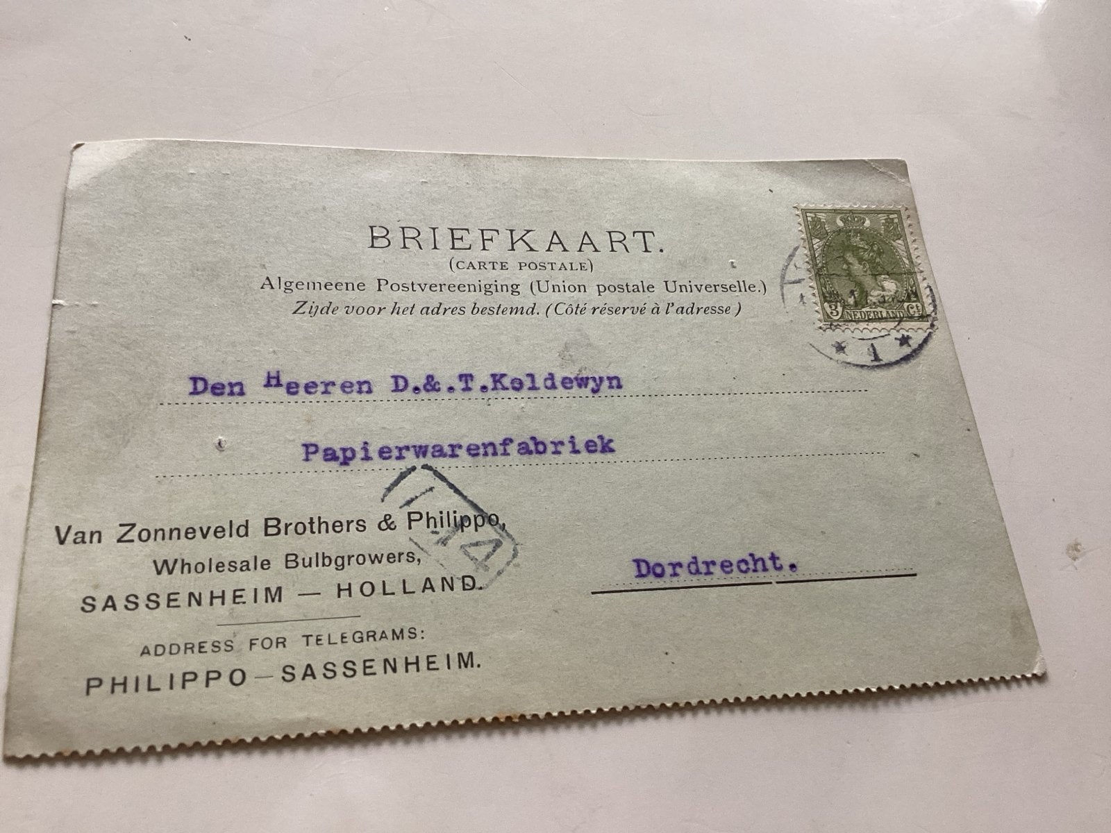 Sassenheim 1917 - Zonneveld & Philippo, Ophalen of Verzenden, Briefkaart