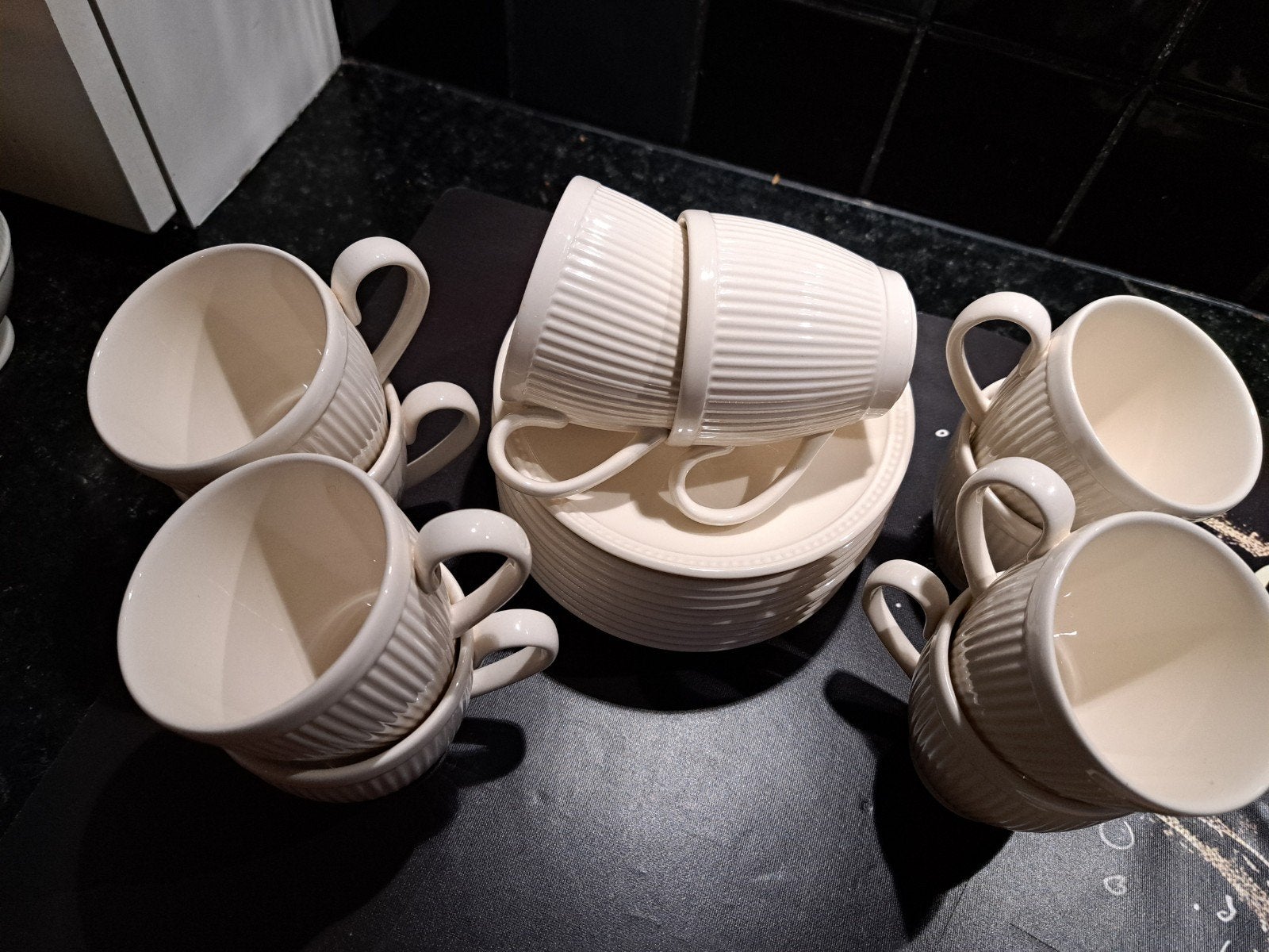 Wedgwood Windsor Kop en Schotel Set - 10 stuks, Ophalen, Klassiek, Zo goed als nieuw, Kop(pen) en/of Schotel(s)
