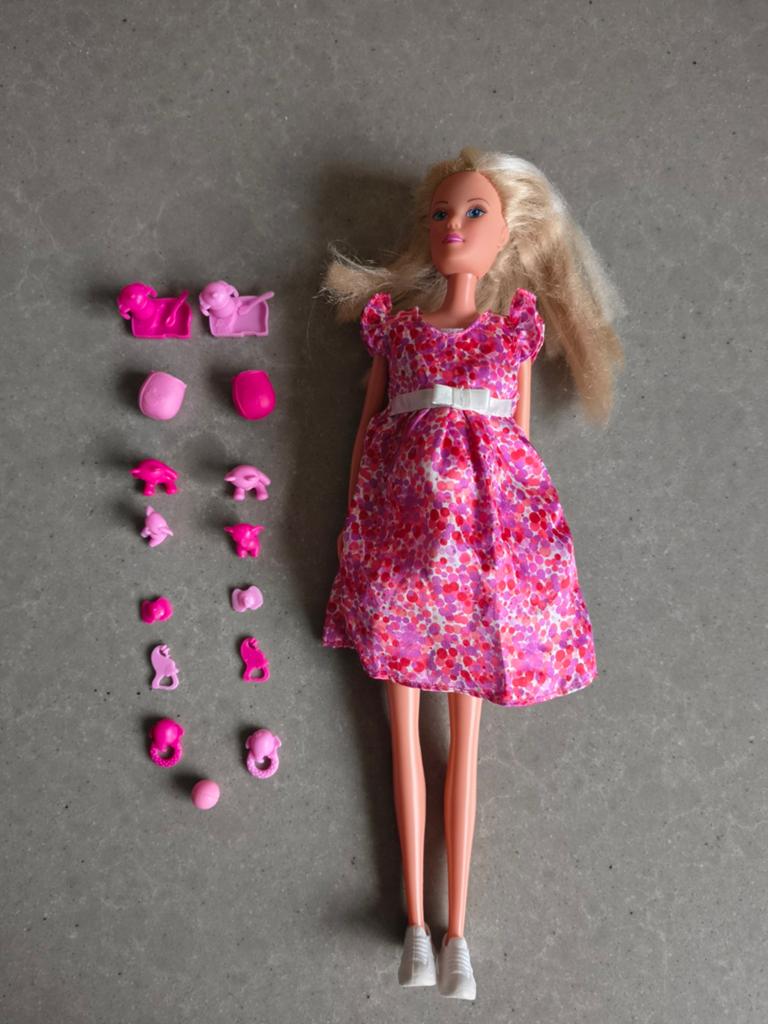 Pop zwanger met 2 baby's en accessoires, Ophalen of Verzenden, Gebruikt, Overige typen