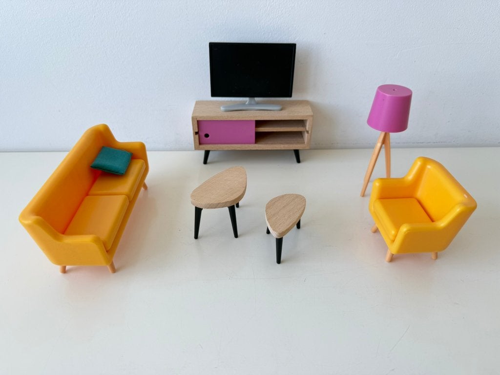 Meubels poppenhuis hout + plastic voor woonkamer / Playtive, Ophalen of Verzenden, Zo goed als nieuw, Toebehoren
