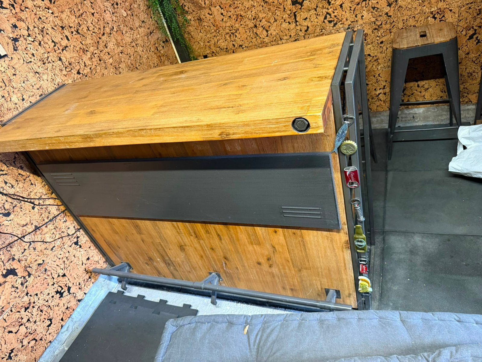 Industriële bar set – 2 bar elementen + 6 krukken, Ophalen, Gebruikt, Inclusief barstoelen