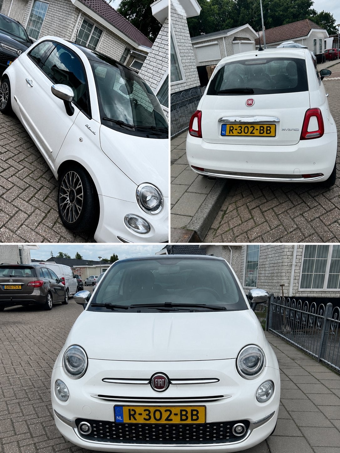 Fiat 500 hybrid rockstar wit, Auto's, Fiat, Voorwielaandrijving, 40 €/maand, 4 stoelen, Wit
