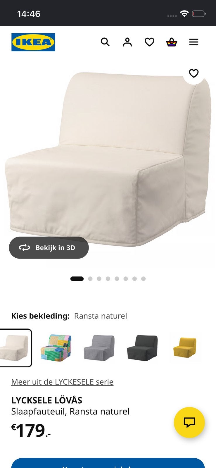 Ikea slaapstoel slaapbankje, Ophalen of Verzenden, Gebruikt, Eenpersoons, 90 cm