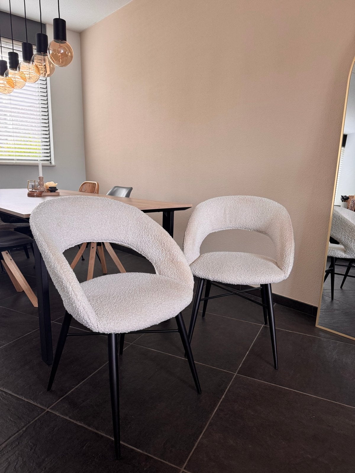 2x Creme teddy eetkamerstoelen Pronto, Huis en Inrichting, Stoelen, Ophalen, Twee, Overige kleuren, Zo goed als nieuw