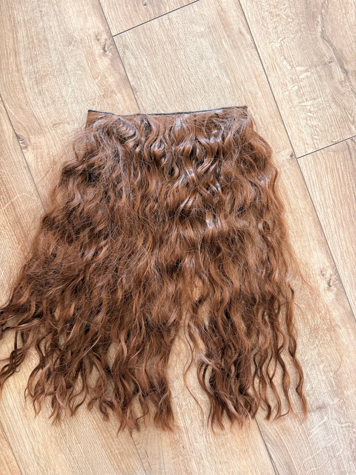Haarverlenging krullend bruin - Clip-in extensions, Ophalen of Verzenden, Gebruikt, Pruik of Haarverlenging