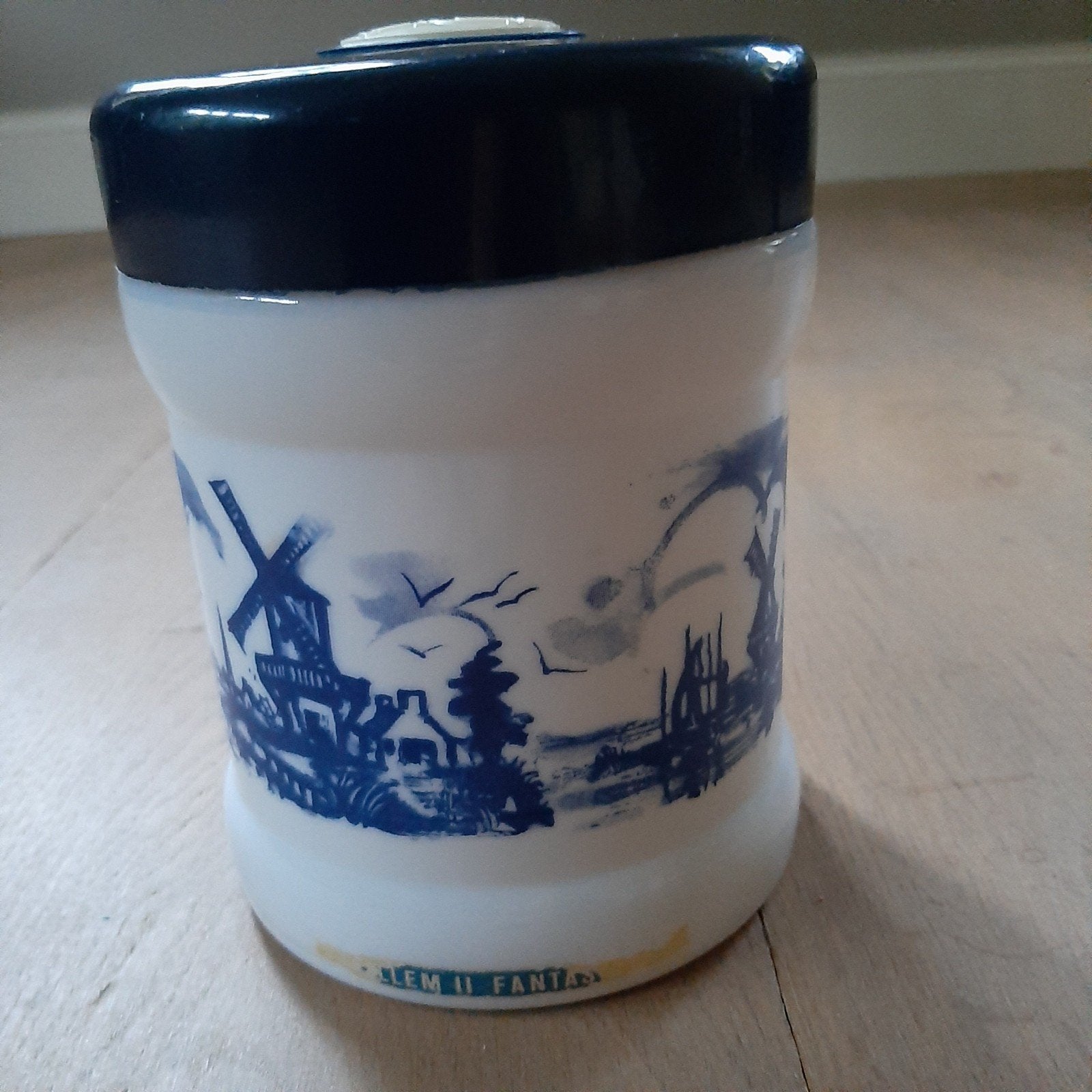 Vintage Opaline Sigarenpot Delfts Blauw Landschap W II, Antiek en Kunst, Ophalen of Verzenden