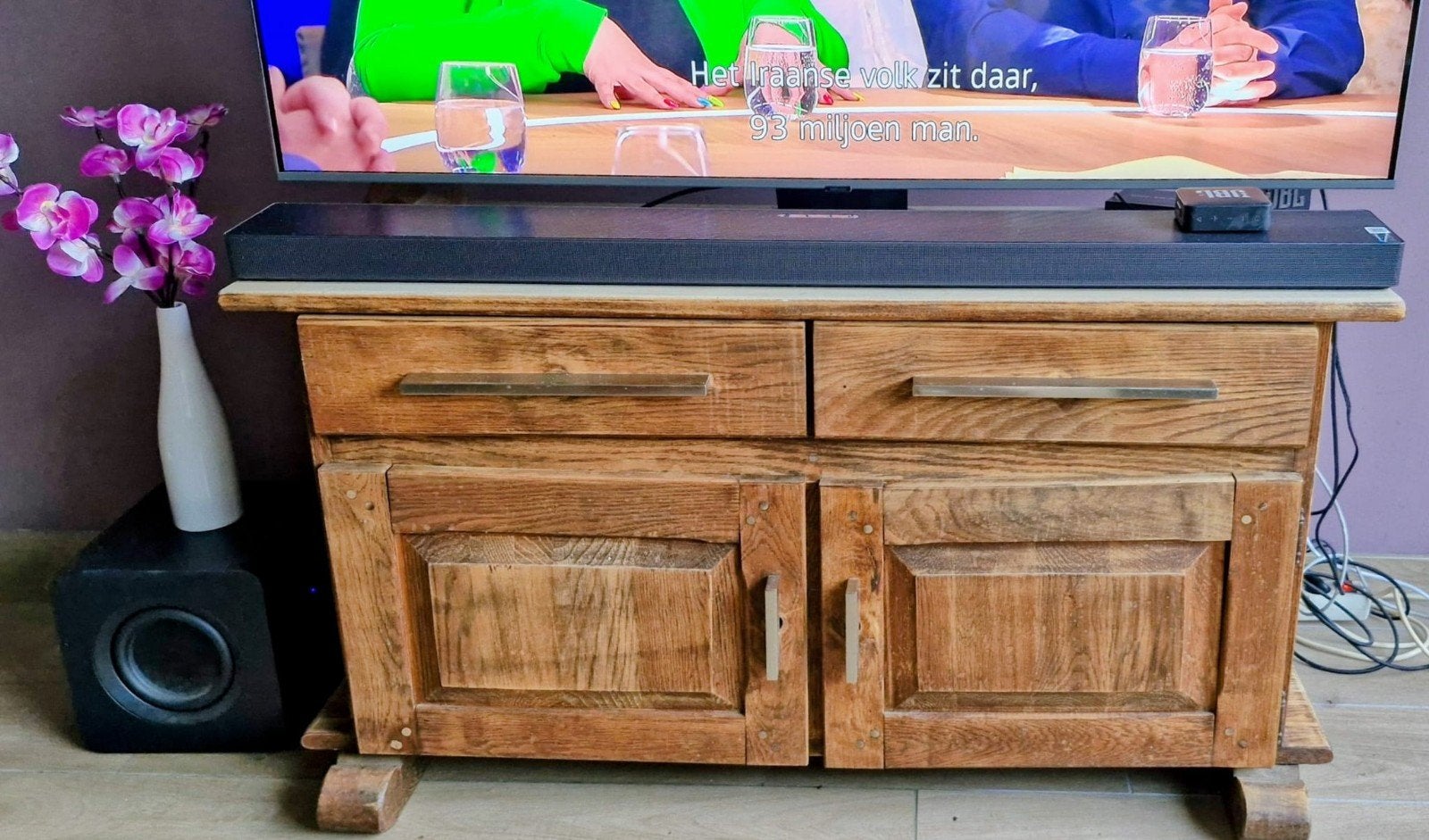 Televisie meubel 115x45cm, vol eiken!, Gebruikt, 100 tot 150 cm, Eikenhout, Ophalen of Verzenden
