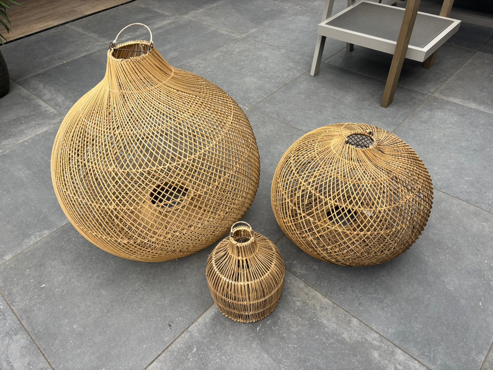 Ibiza stijl lampenkappen drue stuks div maten gebruikt, Ophalen, Gebruikt, Rond, Ibiza