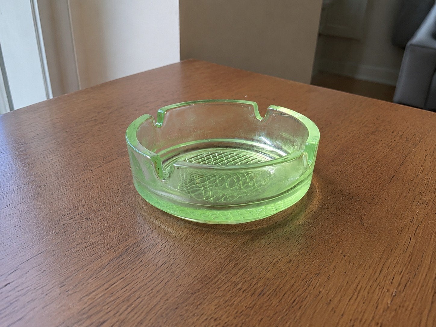 Vintage Uranium Glas Asbak, Ophalen of Verzenden