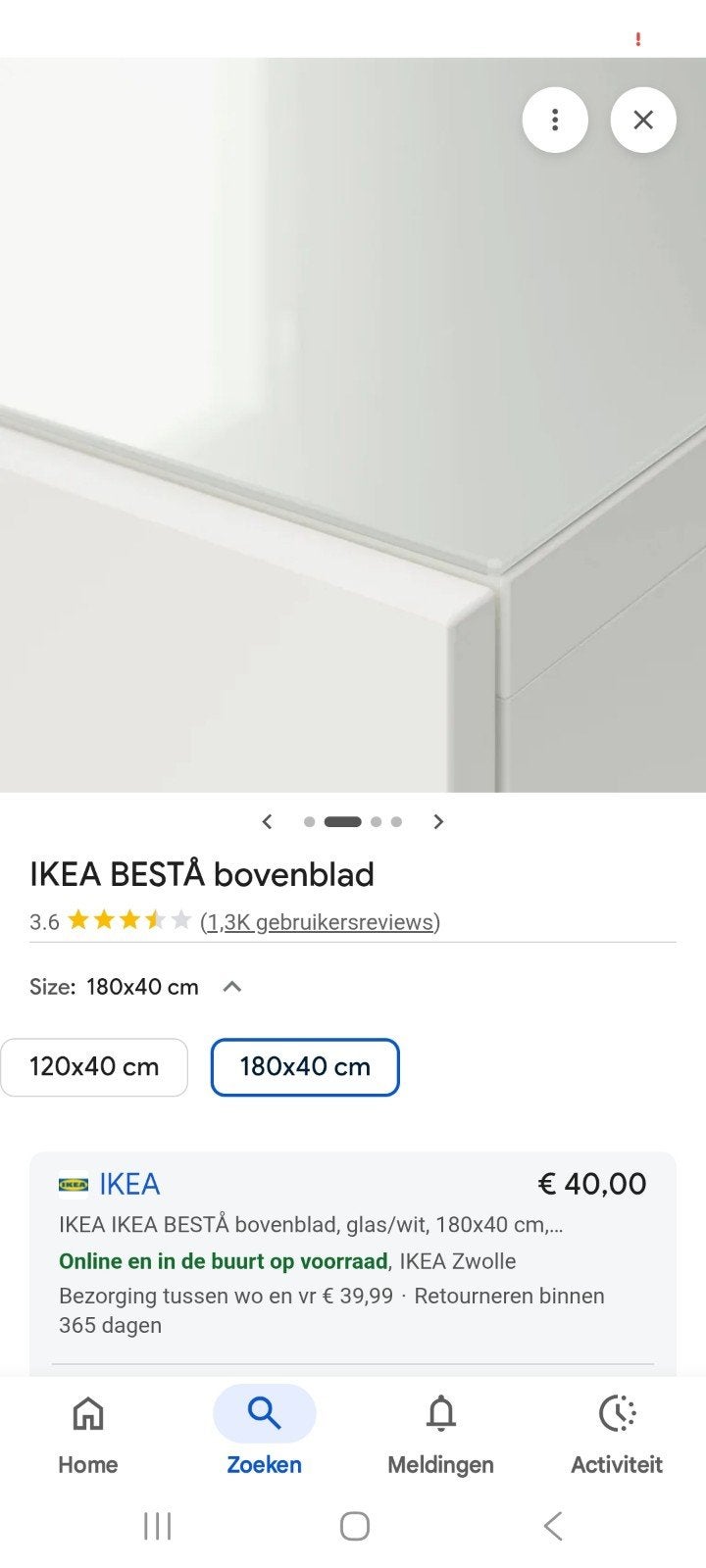 Ikea besta melkglas glasplaat 180 cm, Huis en Inrichting, Kasten | Televisiemeubels, Ophalen, 150 tot 200 cm, Zo goed als nieuw