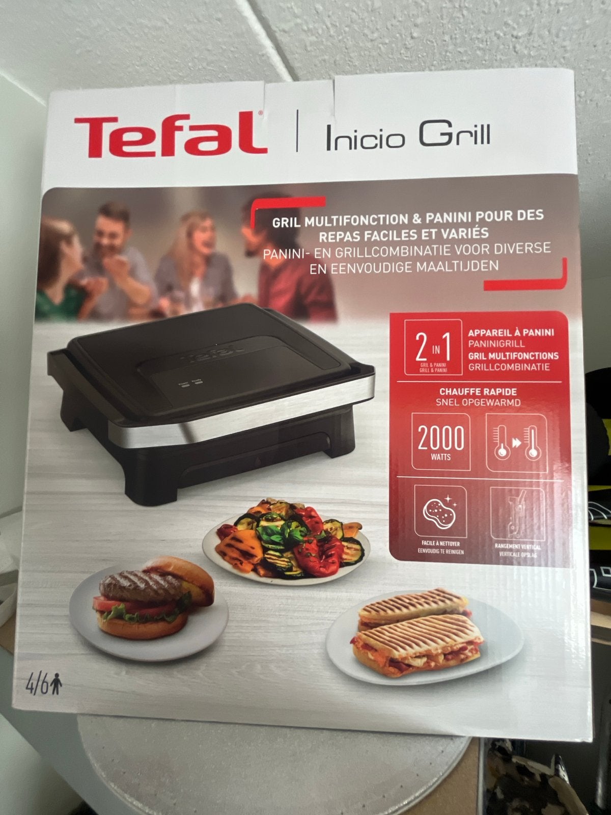 Tefal Inicio Grill: Panini & Grill Combinatie 2000w nieuw!, Ophalen of Verzenden, Nieuw