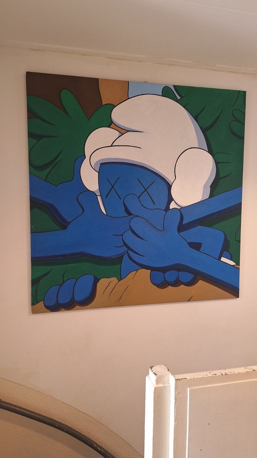 Schilderij KAWS Smurf Pop Art Canvas 150150, Ophalen