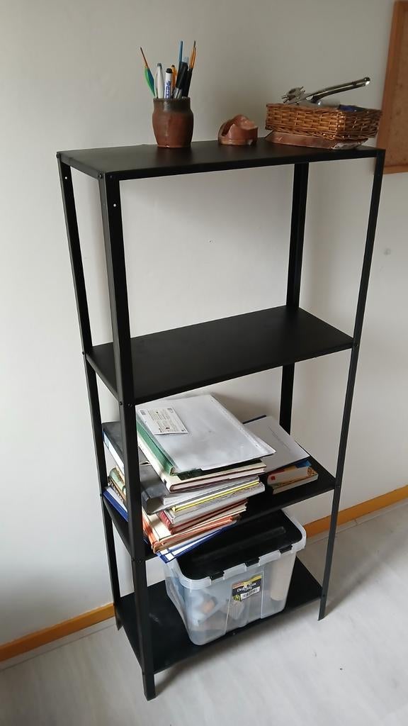 Zwarte stellingkast 1,40 mtr hoog, Huis en Inrichting, Kasten | Boekenkasten, Ophalen, Met plank(en), Gebruikt, 100 tot 150 cm